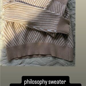 Philosophy Beige and White Chevron Sweater